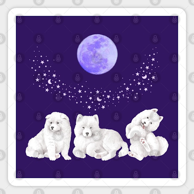 Samoyed Dogs Galaxy Magnet by Dreamy Feminine